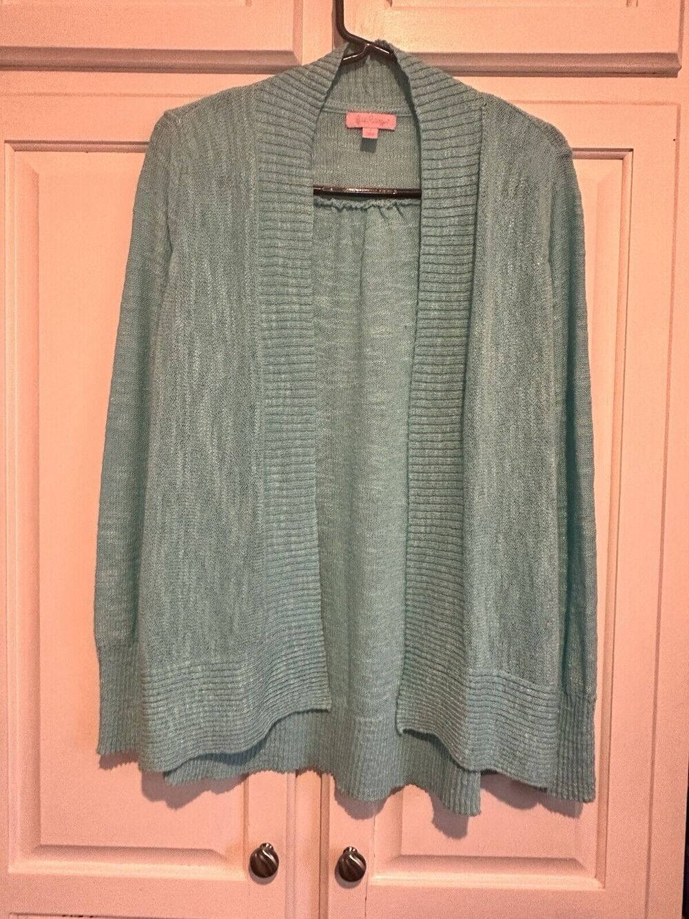 Lilly Pulitzer Amalie Knit Cardigan Open Front Aqua Size Small Resort Coastal